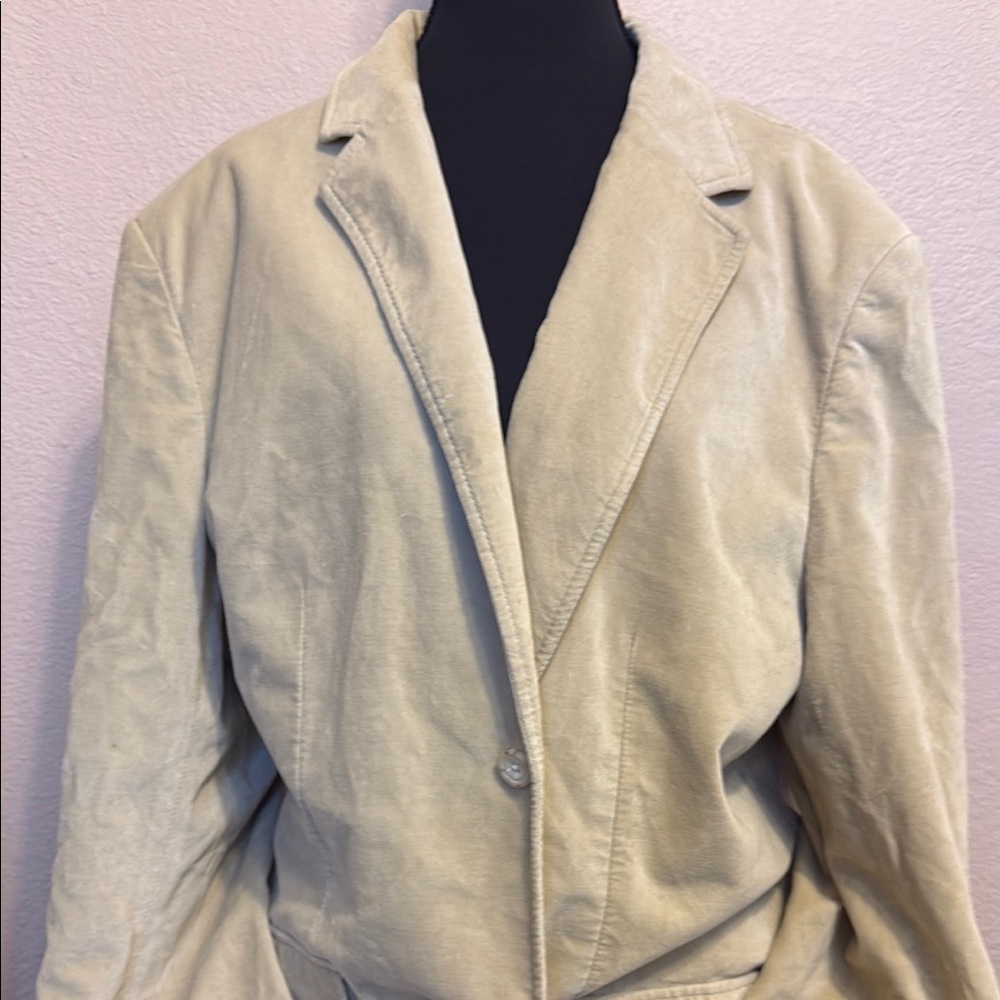 Claiborne Cream Blazer Relaxed Fit Textured